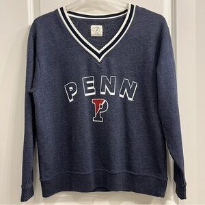 Leauge Penn University Womens V Neck Sweatshirt Navy Blue Size L